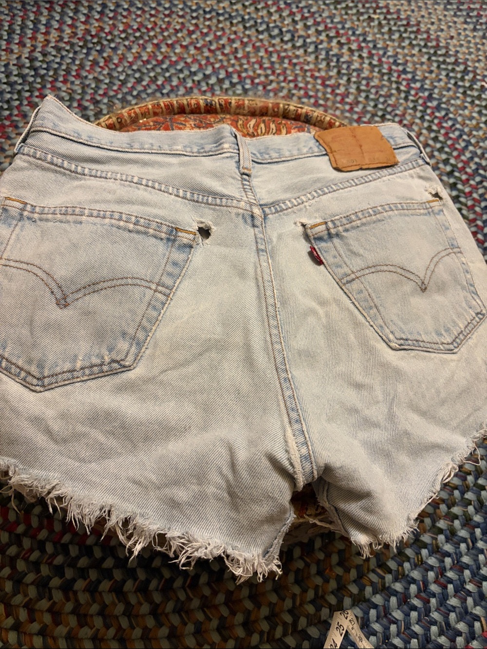 Levi's 501 Vintage Pale Blue High-Waist Distressed Cutoff Denim Shorts